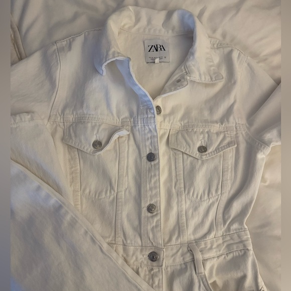 Zara Cream Denim Jumpsuit - Picture 2 of 2